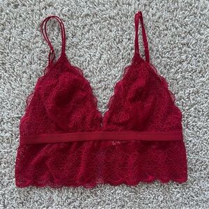 Madewell Lace Long-Line Bralette in Deep Red